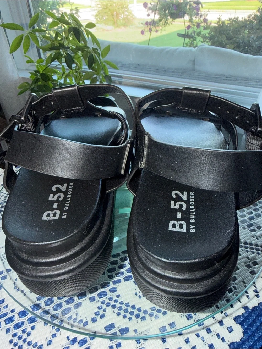 B-52 Black Strappy Platform Sandals